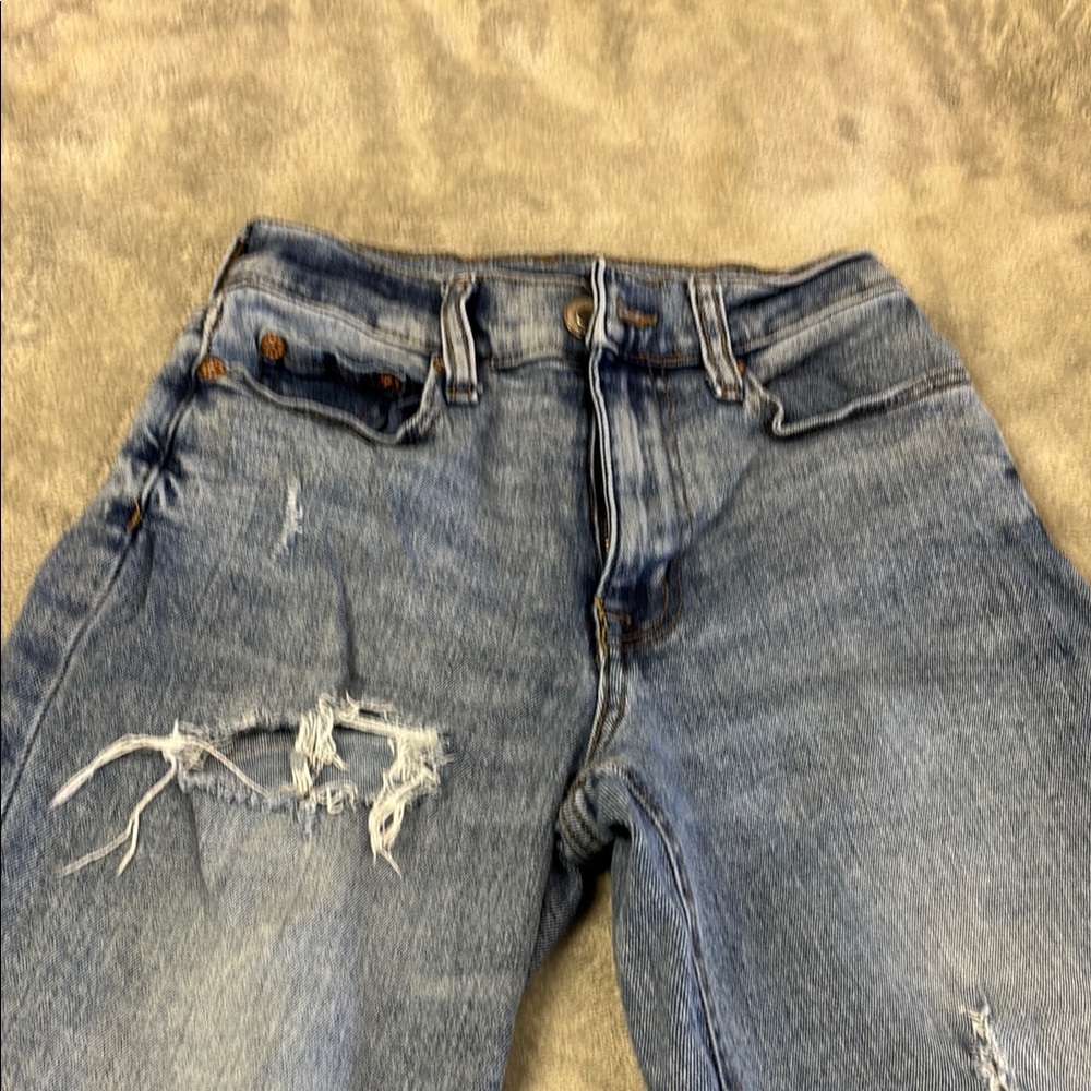 Aeropostale Blue Mom Jeans with Distressed Details